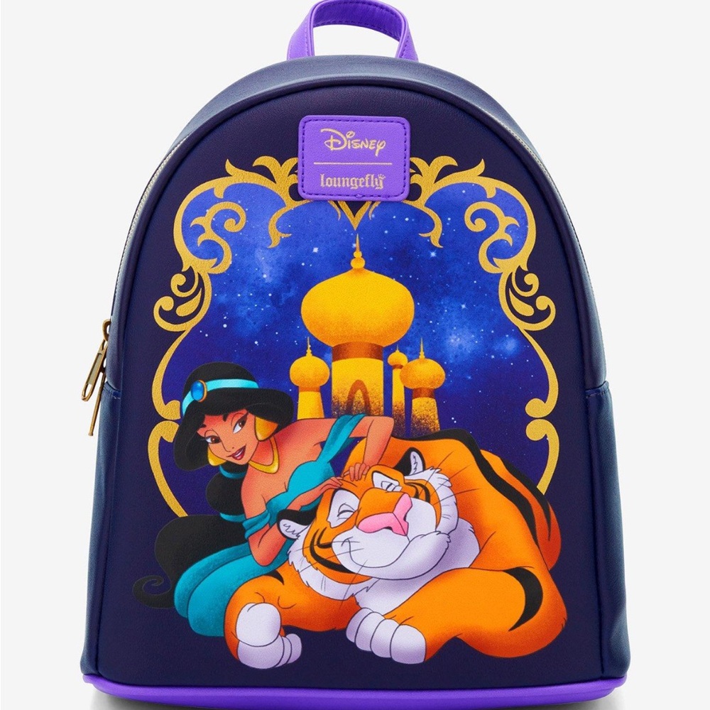 Loungefly Disney Jasmine and Rajah Mini Backpack - Blue Purple and Gold